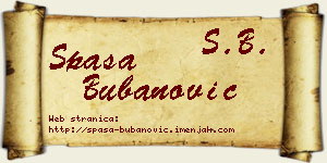Spasa Bubanović vizit kartica